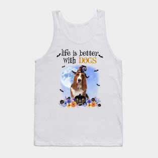 Basset Hound Witch Hat Life Is Better With Dogs Halloween Tank Top